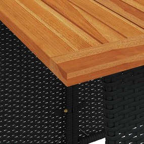 6 részes fekete polyrattan kerti ülőgarnitúra párnával L-alakú