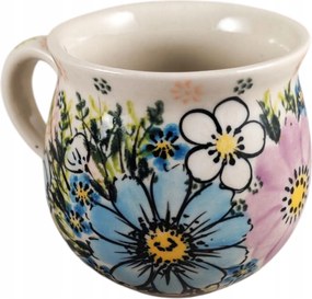 Kerámia Bögre Kb. 100 ml festett rózsaszín Virágok