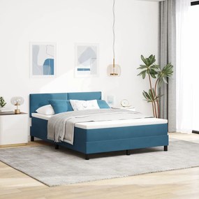 Boxspring Ágy Matrac 140x200 cm Sötét Kék Pehely