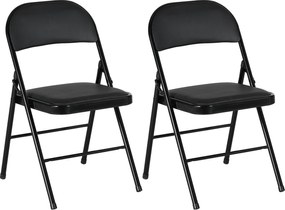 HOMCOM Összecsukható Szék Párnázott Támlával, Összecsukható Irodai Szék Acél Vázra, Konyhai Szék Párnával 120 kg Teherbírással Vendégeknek, Irodába, K