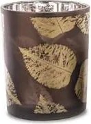 Üveg gyertyatartó barna-arany 10 cm – elegáns lampion teamécseshez Art-Pol