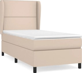 vidaXL cappuccino színű műbőr rugós ágy matraccal 90 x 190 cm