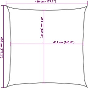 Homokszínű 100% oxford szövet napvitorla 4,5x4,5 m