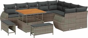vidaXL Kerti Kanapé Szett párnával tárolóval 12 pcs Szürke