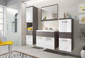 ALBA fürdőszoba összeállítás mosdóval, tölgy/magasfényű fehér
