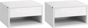 HOMCOM 2 Darabos F floating Éjjeliszekrény Szett Fiókkal Hálószobába és Nappaliba 37x32x21 cm Fehér | Aosom