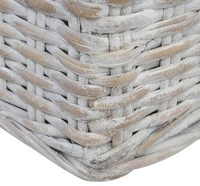 3 személyes szürke természetes rattan kanapé párnával