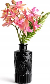 Elegáns kompozíció – Orchideák fekete vázában 30 cm
