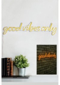 Műanyag LED-es fali dekoráció, Good Vibes Only - Sárga