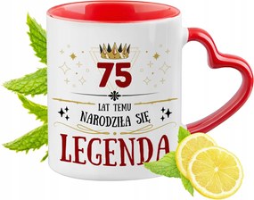 Születésnap 75 75-es 75-ös Piros Bögre Szív Alakú Füllel Ajándék