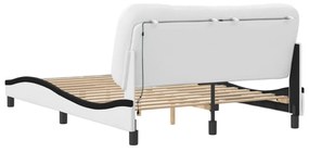 fehér és fekete műbőr ágykeret LED-világítással 120 x 200 cm