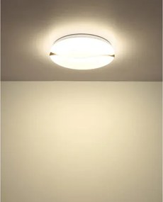 Globo 41790-18 Mennyezeti lámpa, fém fehér, műanyag fehér, fa barna, több szint fali kapcsolóval, színek rögzíthetők, memória funkció, ø: 330mm, M: 70mm, tartozék: LED 24W 230V, 2860lm forrás, 1910lm kimenet, CCT 3000/6000/4200K