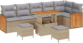 vidaXL Kerti Kanapé Szett párnával 9 pcs Beige és Világosszürke