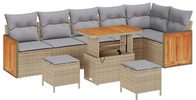 vidaXL Kerti Kanapé Szett párnával 9 pcs Beige és Világosszürke