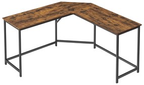 Sarokasztal, L alakú számítógép asztal, irodai asztal, barna-fekete | VASAGLE
