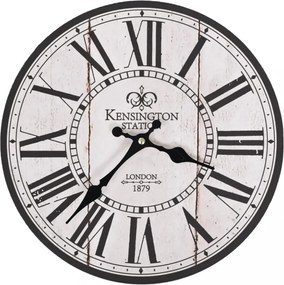 Vintage stílusú konyhai falióra london mintával, 30 cm átmérőjű