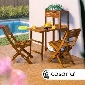 3 részes kerti szett CASARIA® akácfából - összecsukható asztal + 2 szék