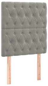 világosszürke bársony LED-es fejtámla 80x7x118/128 cm