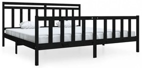 fekete tömör fa ágykeret 200 x 200 cm
