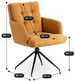 Forgó Étkező/Tárgyaló Fotel Mustár Színben.