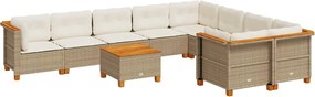 vidaXL 10 részes bézs polyrattan kerti ülőgarnitúra párnával
