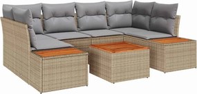 vidaXL Kerti Kanapé Szett párnával 6 pcs Bézs Poli rattan