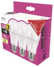 Classic Warm White 3 db LED izzó, A60, WW, 13,2W E27 - EMOS