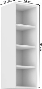 Felső polcos szekrény, fehér, LULA 30 G-90 OTW