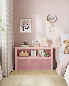 Játéktároló szekrény, gyerekpolc, 30 x 102 x 60 cm, rózsaszín