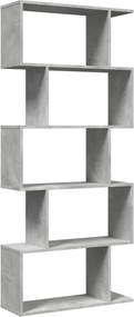 vidaXL 5 szintes betonszürke fa térelválasztó könyvespolc 70x24x161 cm