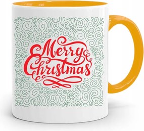 Sárga Karácsonyi Bögre Mikulásra, fényképes nyomtatással