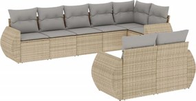 vidaXL 8 részes bézs polyrattan kerti ülőgarnitúra párnával