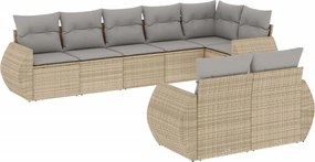 vidaXL 8 részes bézs polyrattan kerti ülőgarnitúra párnával