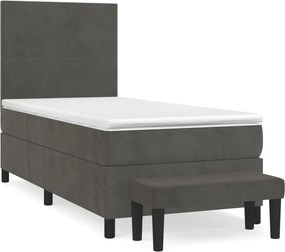 vidaXL sötétszürke bársony rugós ágy matraccal 90x190 cm