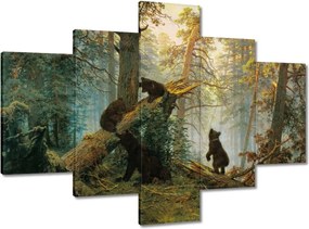 Vászonkép 100x70 Reggel a fenyőerdőben