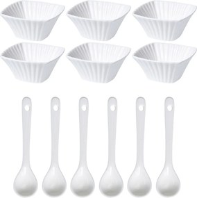 EH Vlnkovka szervírozó tálak és kanálkészlet négyzet, 12 db