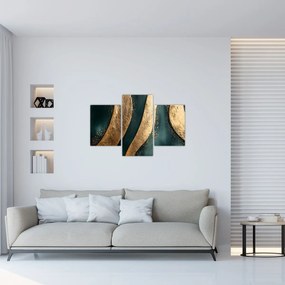 Kép - Zöld absztrakció arannyal I. (90x60 cm)