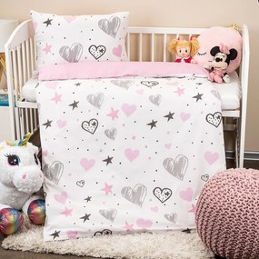 4Home gyermek pamut ágyneműhuzat kiságyba Little heart, 100 x 135 cm, 40 x 60 cm