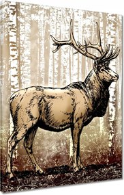 Vászonkép 60x80 Szarvas a nyírfaerdőben