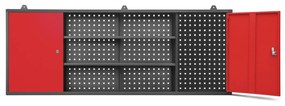 Függő műhelyszekrény LEO, 1600 x 600 x 200 mm, antracit-piros