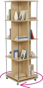 Forgó polcállvány, tölgy/fekete, POTOR