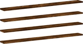 vidaXL 4 db füstös tölgy színű szerelt fa fali polc 100 x 10 x 1,5 cm
