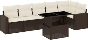 vidaXL 7 részes barna polyrattan kerti ülőgarnitúra párnákkal