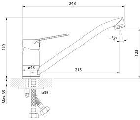 Aqualine - Mosogató csap SINTRA fényezett króm