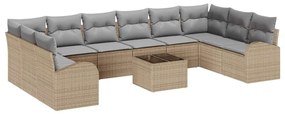 vidaXL Kanapé Szett párnával 11 pcs Bézs Polyrattan