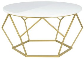 HowHomely Kávésasztal DIAMOND 40x70 cm sárgaréz/fehér DD0050