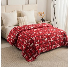 Ágytakaró VELVET CHRISTMAS WAVE, piros Méret: 220 x 240 cm
