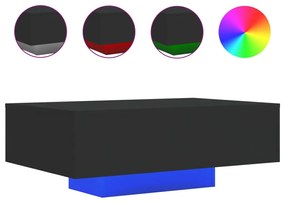 Fekete dohányzóasztal LED-lámpákkal 85 x 55 x 31 cm