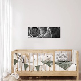 Kép - Absztrakt rózsa fekete-fehér (órával) (90x30 cm)