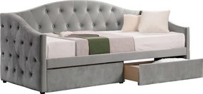 Ágy tárhellyel, 90x200, szürke Velvet szövet, ZASKA